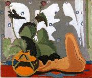 Ernst Ludwig Kirchner Stil-life with sculpture in front of a window Spain oil painting artist